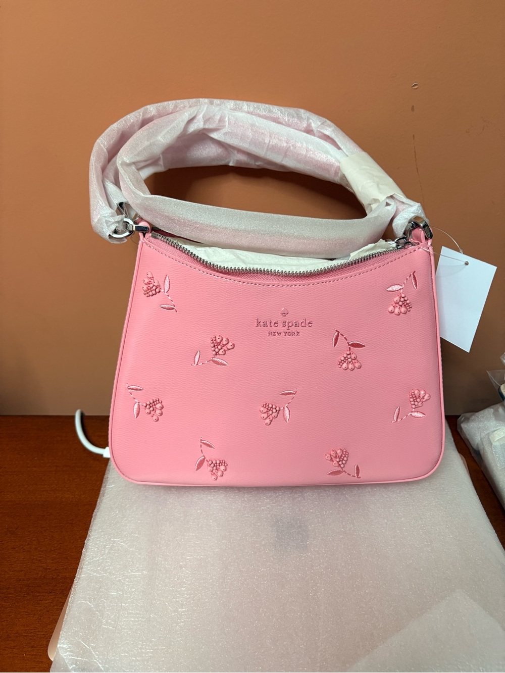 kate spade Pink Embossed Cherry Shoulder Bag - Picture 2 of 5